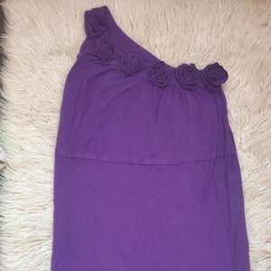 Design History Elegant Purple One Shoulder Dress With Rosettes Size S